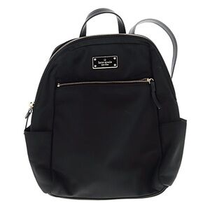 Kate Spade Blake Avenue Hilo Nylon Black Bag Backpack 14K Gold Plated Name Plate